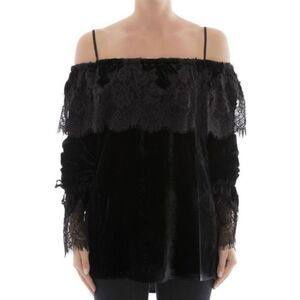 Gold Hawk, Claudette Lace Top, Off the Shoulder Prairie Blouse, Women’s Medium